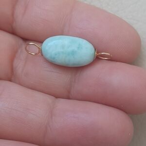 18k Gold and Larimar Gemstone Connector